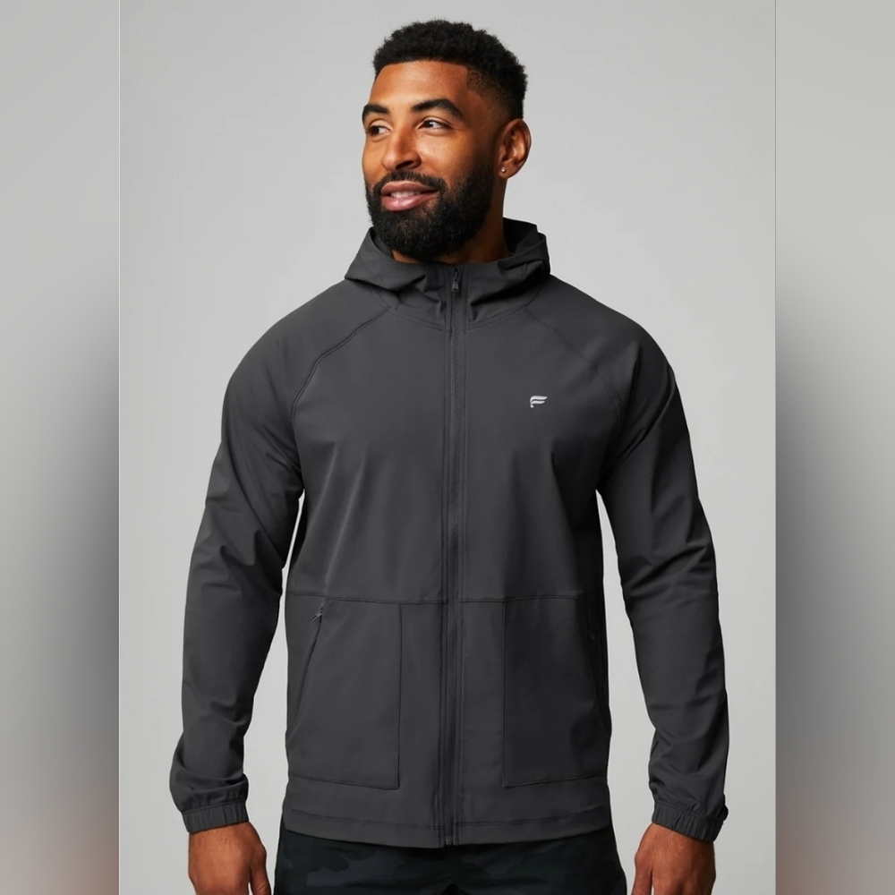 Mens FableticsGray Lightweight Zip-Up Hoodie Size L NWT